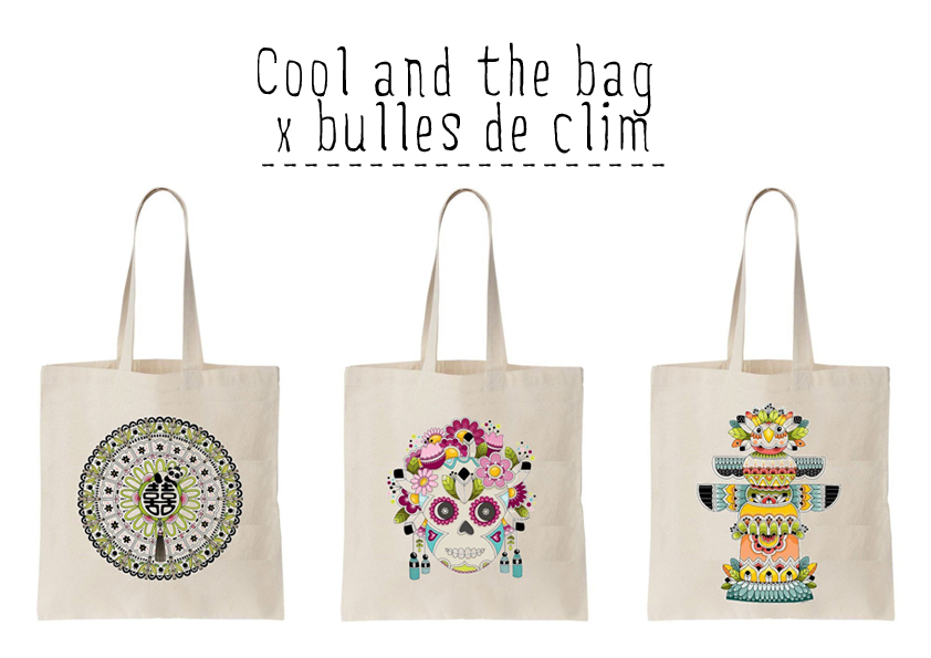 Illustrations réalisées pour les tote bags de Cool & the Bag.